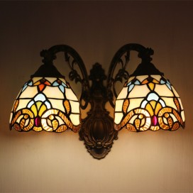 6 Inch 2 Light European Stained Glass Wall Light