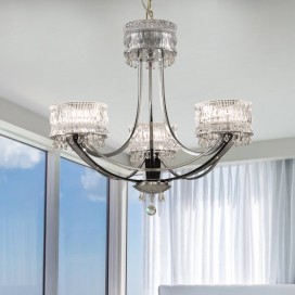 3 Light Modern / Contemporary Steel Chandelier with Crystal Shade