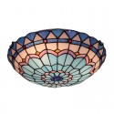 16 Inch Mediterranean Stained Glass Mediterranean Style Flush Mount