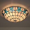 16 Inch Mediterranean Stained Glass Mediterranean Style Flush Mount