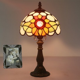 8 Inch European Stained Glass Sunflower Style Table Lamp