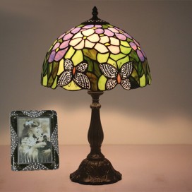 12 Inch European Stained Glass Butterfly Style Table Lamp