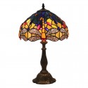 12 Inch European Stained Glass Dragonfly Style Table Lamp