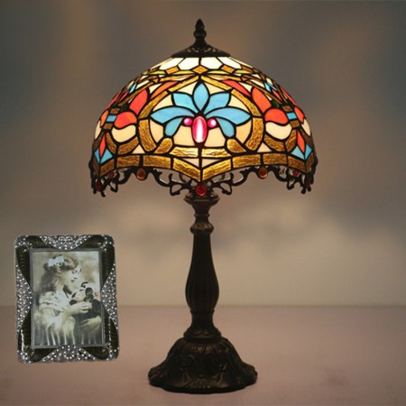 12 Inch European Stained Glass Baroque Style Table Lamp