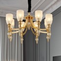 Mediterranean 8 Light Steel Chandelier with Glass Shade