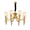 Mediterranean 8 Light Steel Chandelier with Glass Shade