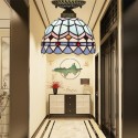 8 Inch Mediterranean Stained Glass Mediterranean Style Flush Mount