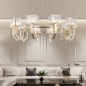 10 Light Modern / Contemporary Steel Pendant Light with Crystal Shade