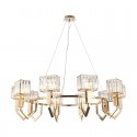 10 Light Modern / Contemporary Steel Pendant Light with Crystal Shade