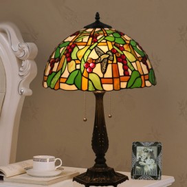 16 Inch European Stained Glass Hummingbird Style Table Lamp