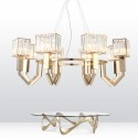 8 Light Modern / Contemporary Steel Pendant Light with Crystal Shade