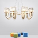 8 Light Modern / Contemporary Steel Pendant Light with Crystal Shade