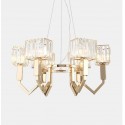 6 Light Modern / Contemporary Steel Pendant Light with Crystal Shade