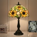 12 Inch European Stained Glass Sunflower Style Table Lamp