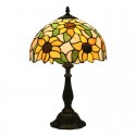 12 Inch European Stained Glass Sunflower Style Table Lamp