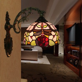 8 Inch European Stained Glass Dragonfly Style Wall Light