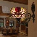 8 Inch European Stained Glass Dragonfly Style Wall Light