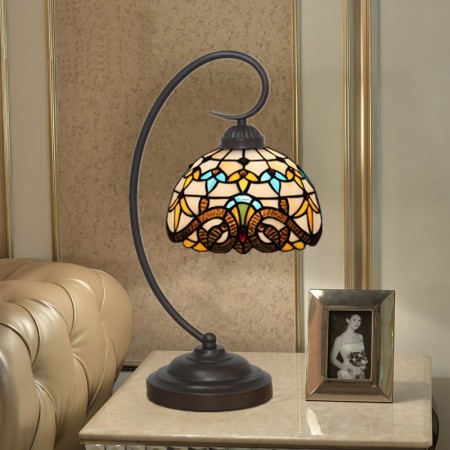 8 Inch European Stained Glass Baroque Style Table Lamp