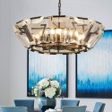 8 Light Modern / Contemporary Steel Pendant Light with Crystal Shade