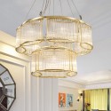 11 Light Modern / Contemporary Steel Pendant Light with Crystal Shade