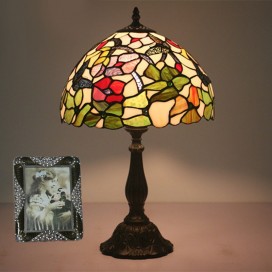 12 Inch European Stained Glass Butterfly Style Table Lamp