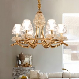 6 Light Crystal Steel Chandelier with Acrylic Shade