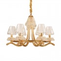 6 Light Crystal Steel Chandelier with Acrylic Shade