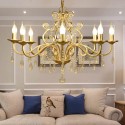 Rustic / Lodge 8 Light Crystal Steel Chandelier with Fabric Shade