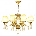 Rustic / Lodge 8 Light Crystal Steel Chandelier with Fabric Shade