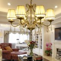 Rustic / Lodge 8 Light Crystal Steel Chandelier with Fabric Shade