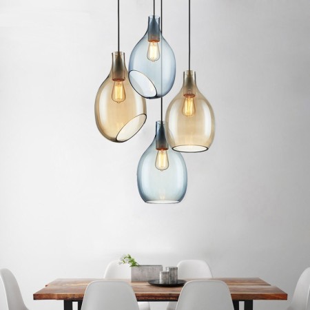 1 Light Glass Pendant Light with Glass Shade