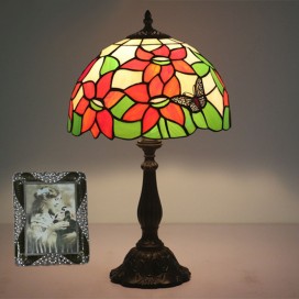 12 Inch European Stained Glass Butterfly Style Sunflower Style Table Lamp