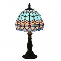 8 Inch European Stained Glass Mediterranean Style Table Lamp