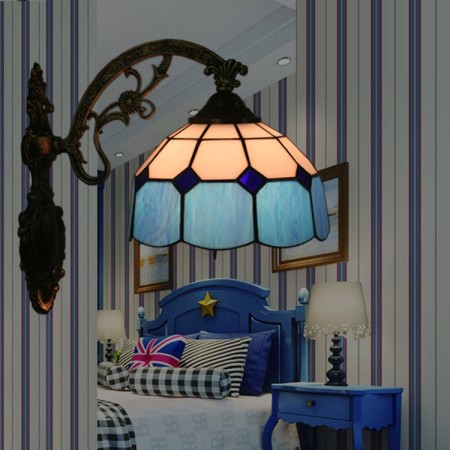 8 Inch Mediterranean Stained Glass Mediterranean Style Wall Light