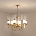 6 Light Modern / Contemporary Steel Chandelier with Glass Shade