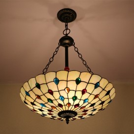 24 Inch European Stained Glass Pendant Light