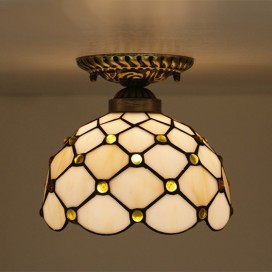 8 Inch European Stained Glass Flush Mount