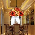 12 Inch European Stained Glass Sunflower Style Pendant Light