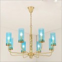 8 Light Brass Chandelier with Glass Shade