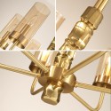 8 Light Brass Chandelier with Glass Shade