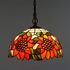 12 Inch European Stained Glass Sunflower Style Pendant Light