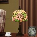 8 Inch European Stained Glass Rose Style Table Lamp