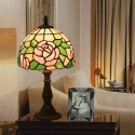 8 Inch European Stained Glass Rose Style Table Lamp