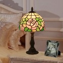 8 Inch European Stained Glass Rose Style Table Lamp