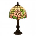 8 Inch European Stained Glass Rose Style Table Lamp