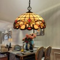 16 Inch European Stained Glass Baroque Style Pendant Light