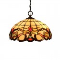 16 Inch European Stained Glass Baroque Style Pendant Light