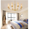 8 Light Brass Chandelier with Glass Shade