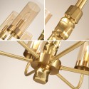 10 Light Brass Chandelier with Glass Shade