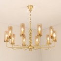 10 Light Brass Chandelier with Glass Shade